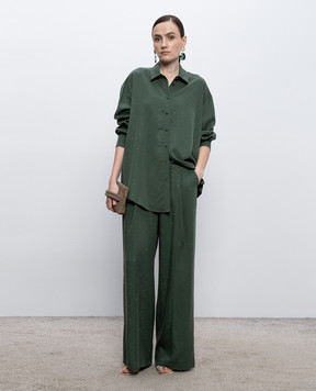 Twinset Green shirt with crystals 261LL2PBB
