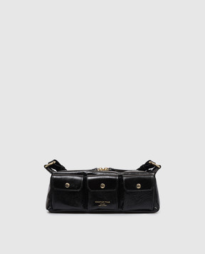 Christian Villa Black leather cross-body bag with logo print 06499