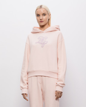 Dolce&Gabbana Pink hoodie with monogram patch F9S47ZGDDMI