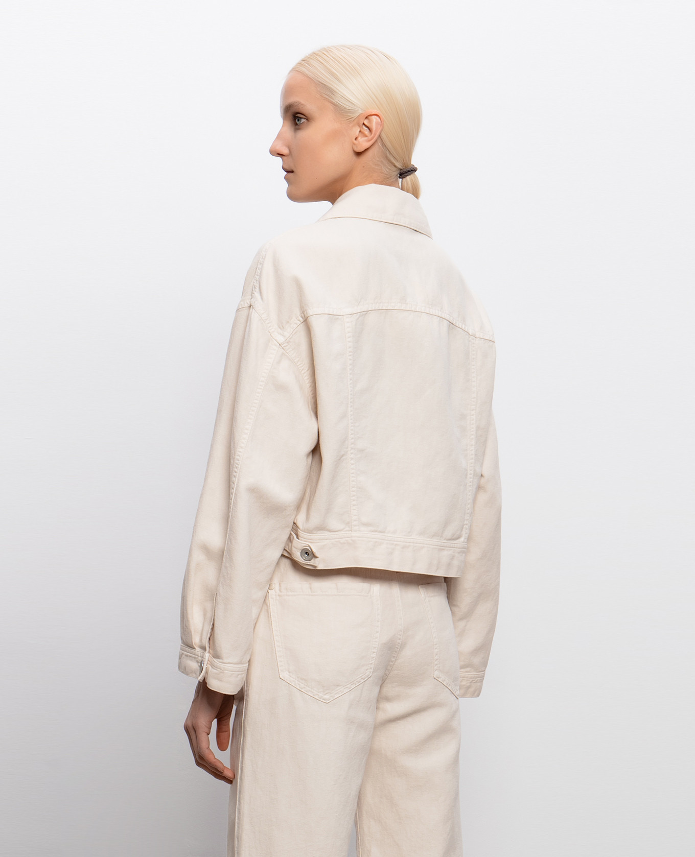 Ivory denim jacket with monil chain Brunello Cucinelli 4