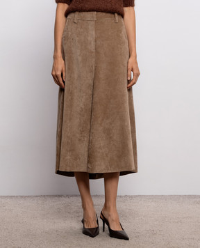 Brunello Cucinelli Brown corduroy midi skirt MP547G4099