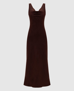 Faithfull Paloma brown linen maxi dress FF4382CRB