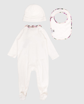 Dolce&Gabbana Children's white set of overalls, hat and bib L2JO4JG7PJL