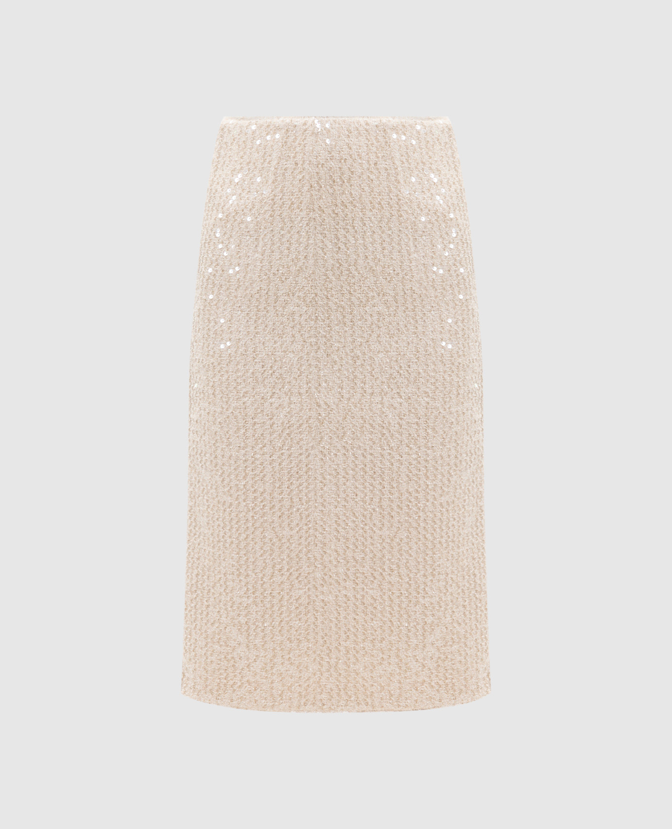 Gonna in tweed beige con paillettes