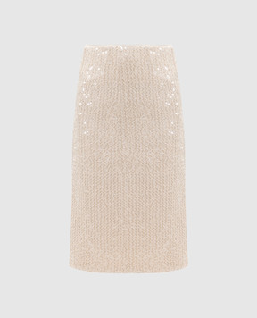 Twinset Beige tweed skirt with sequins 261TP2623