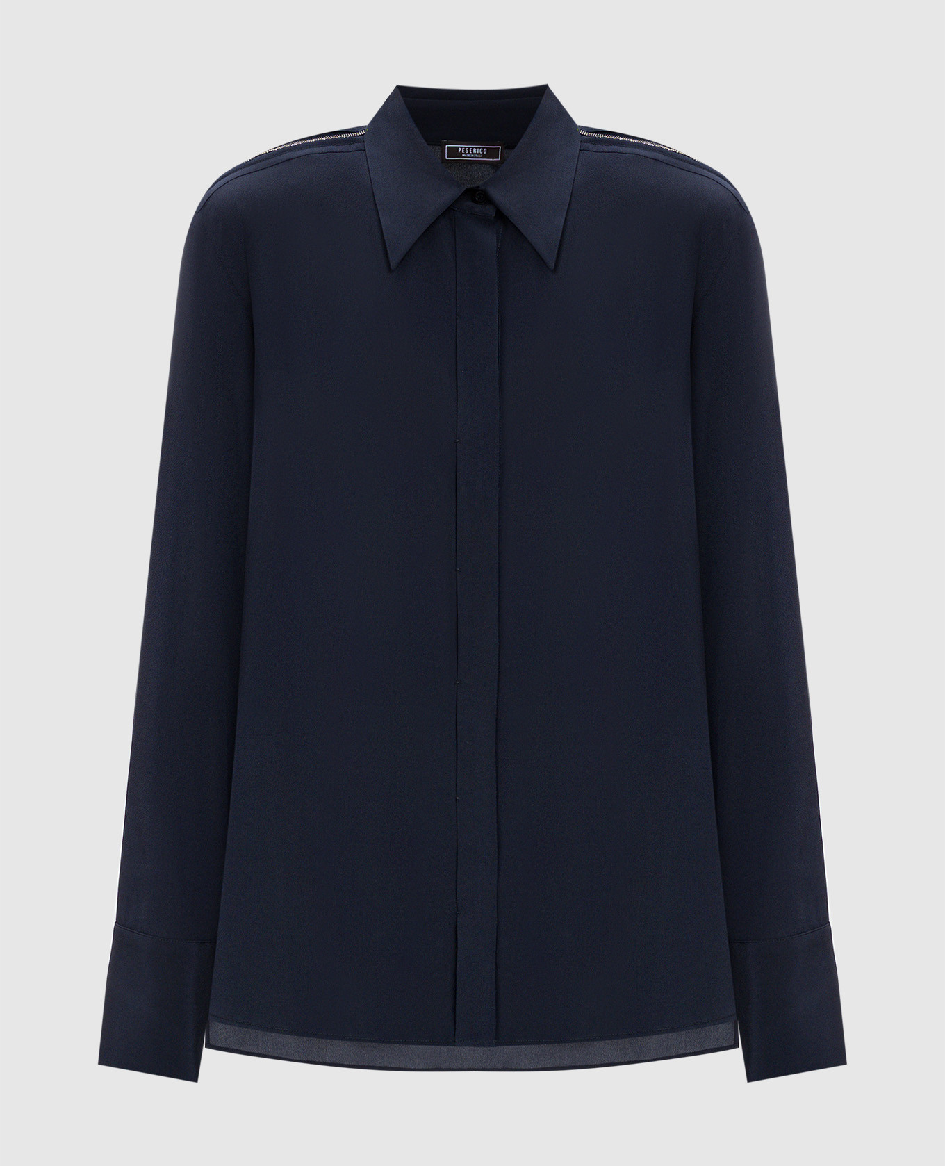 

Blue silk blouse with monil chain Peserico