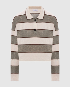 Brunello Cucinelli Striped wool, cashmere and silk polo M16221605