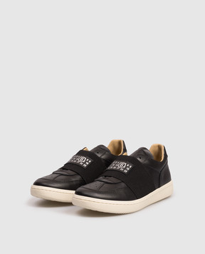 Maison Margiela MM6 Children's black leather sneakers with logo 824263640