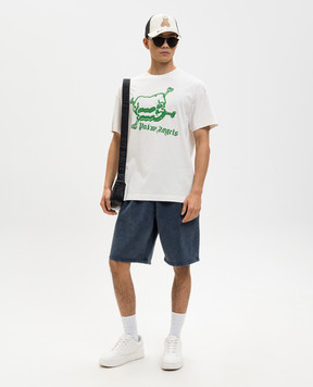 Palm Angels White T-shirt with contrast Skull print PMAA109S26JER004