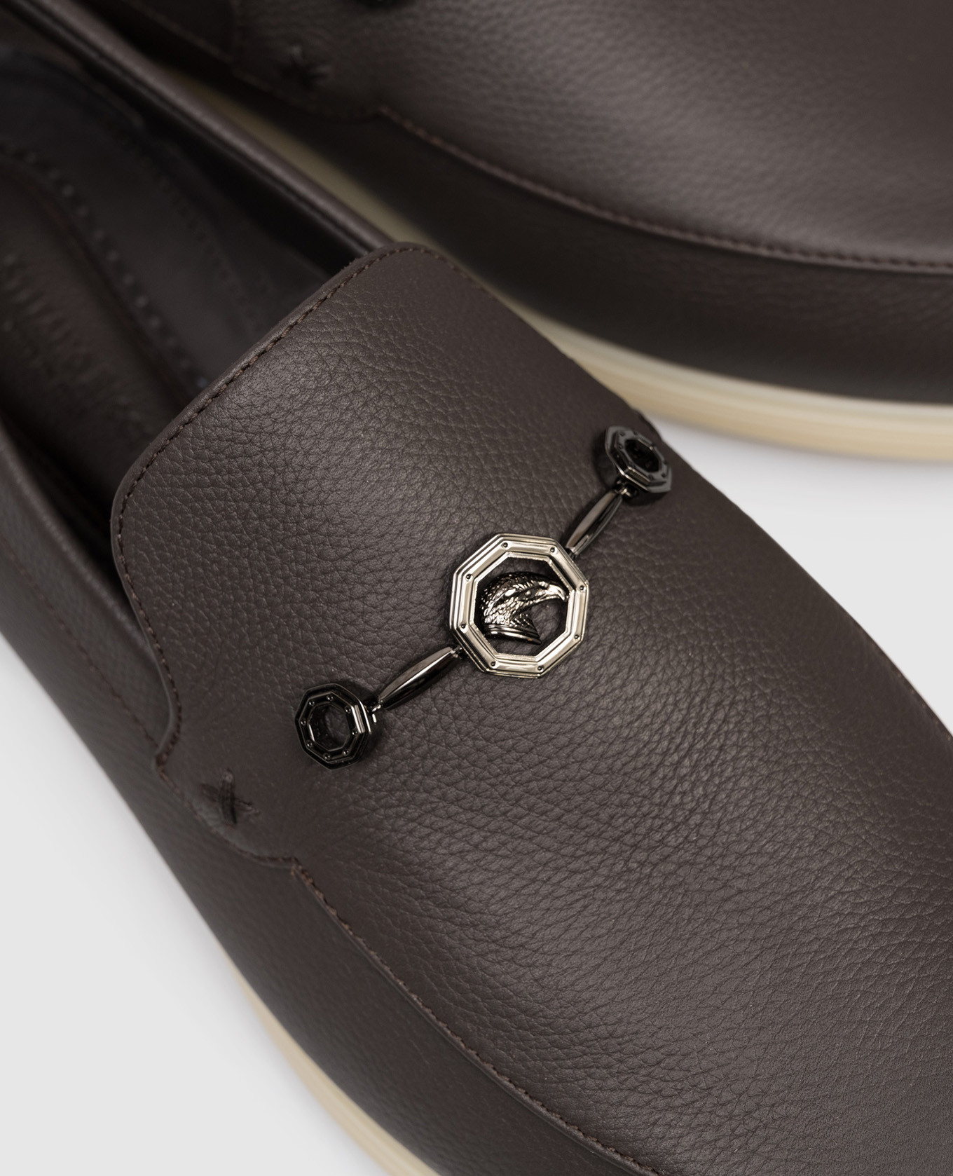 

Brown leather loafers with emblem Stefano Ricci