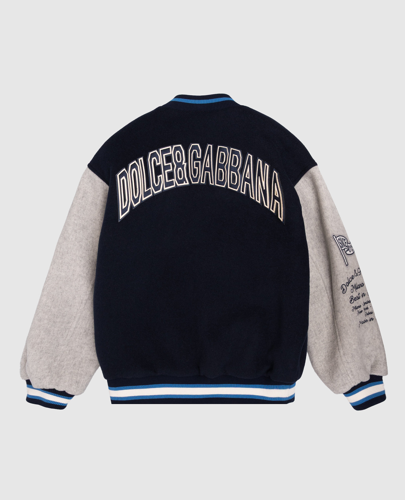

Kids' blue wool bomber jacket with logo Dolce&Gabbana