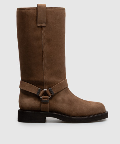 Brown suede boots