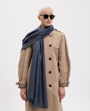 Brunello Cucinelli Blue stole with cashmere and silk with lurex MSCDAR097P