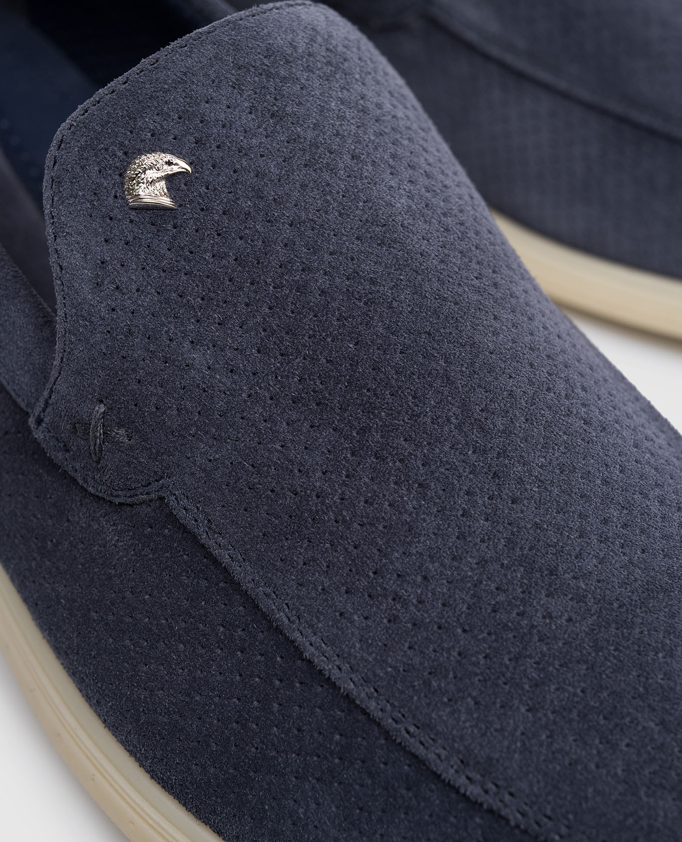 

Blue suede loafers with perforations Stefano Ricci