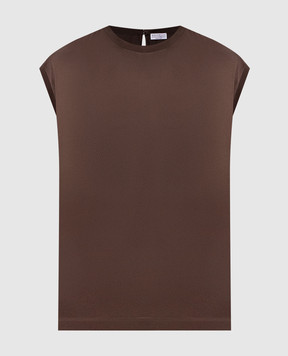 Brunello Cucinelli Brown silk straight-cut top M0C59EH500