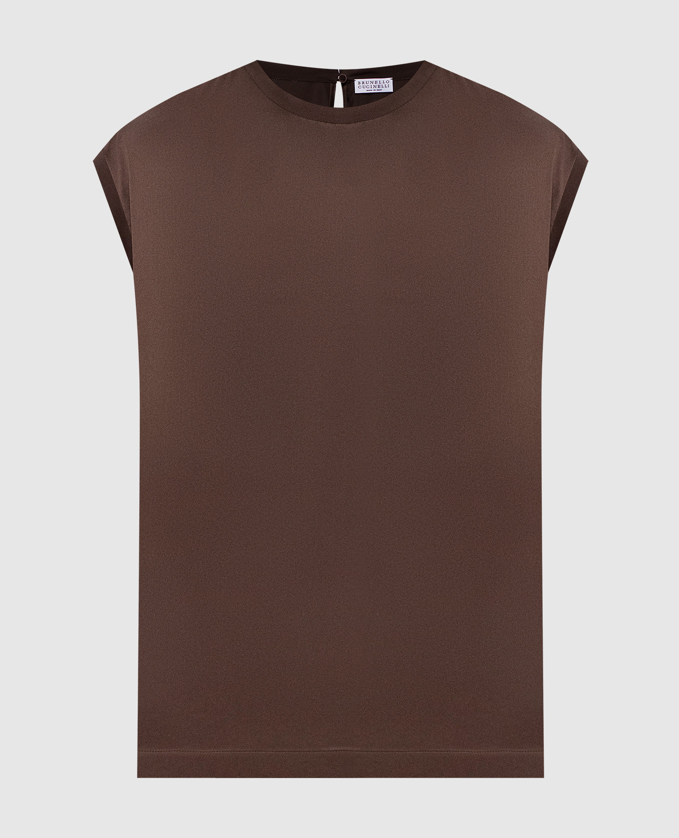 Brown silk straight-cut top