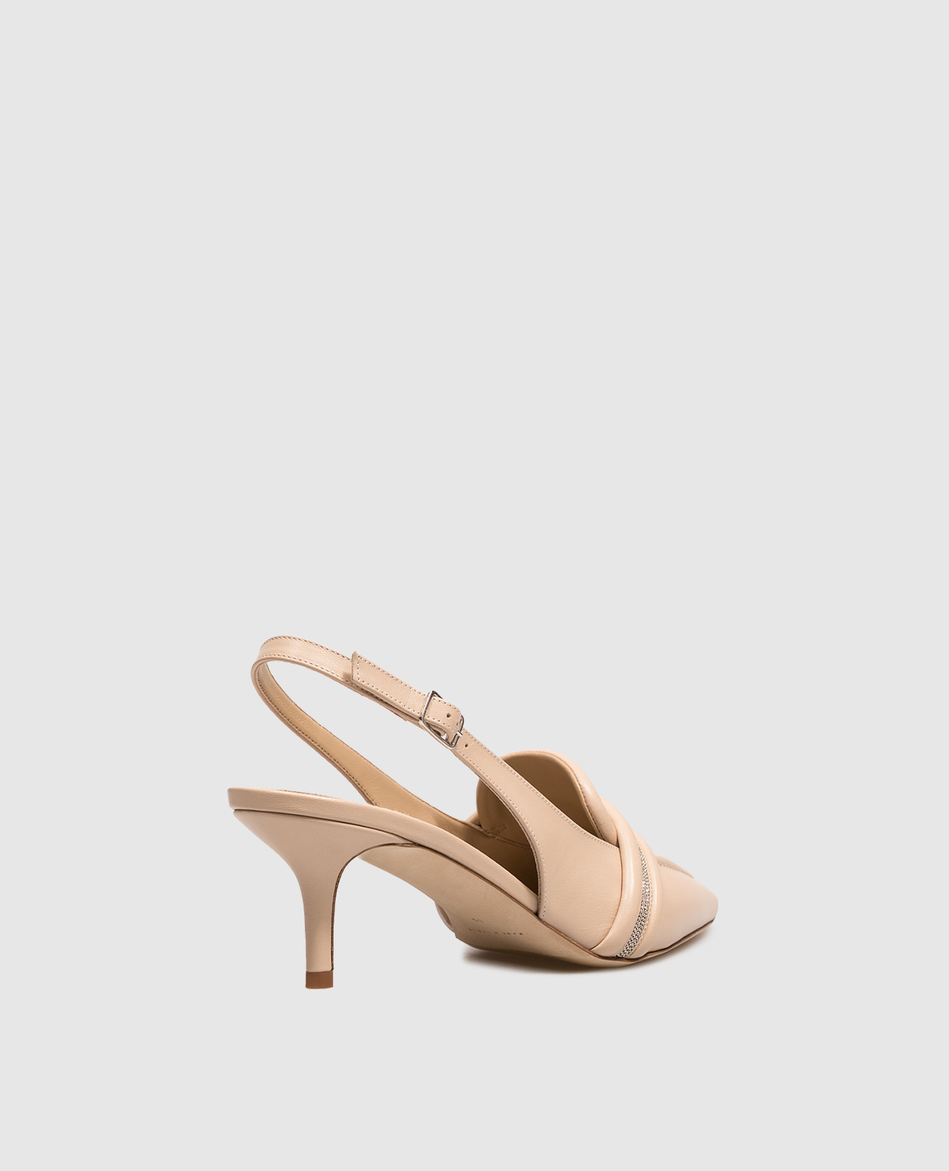 Beige leather slingbacks with monil chain Peserico 3