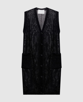Intoca Black elongated linen vest 261LILLVEL0103
