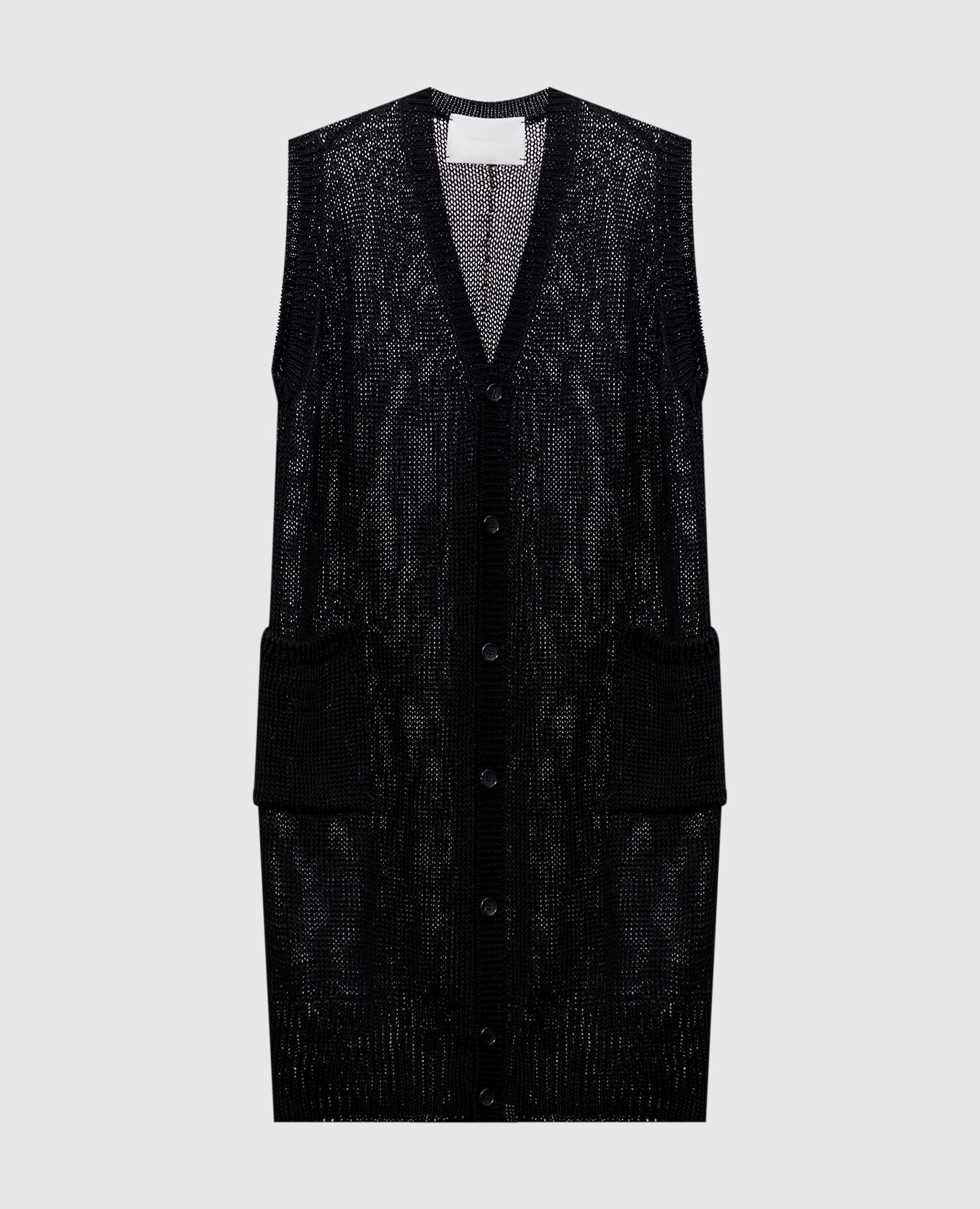 Black elongated linen vest