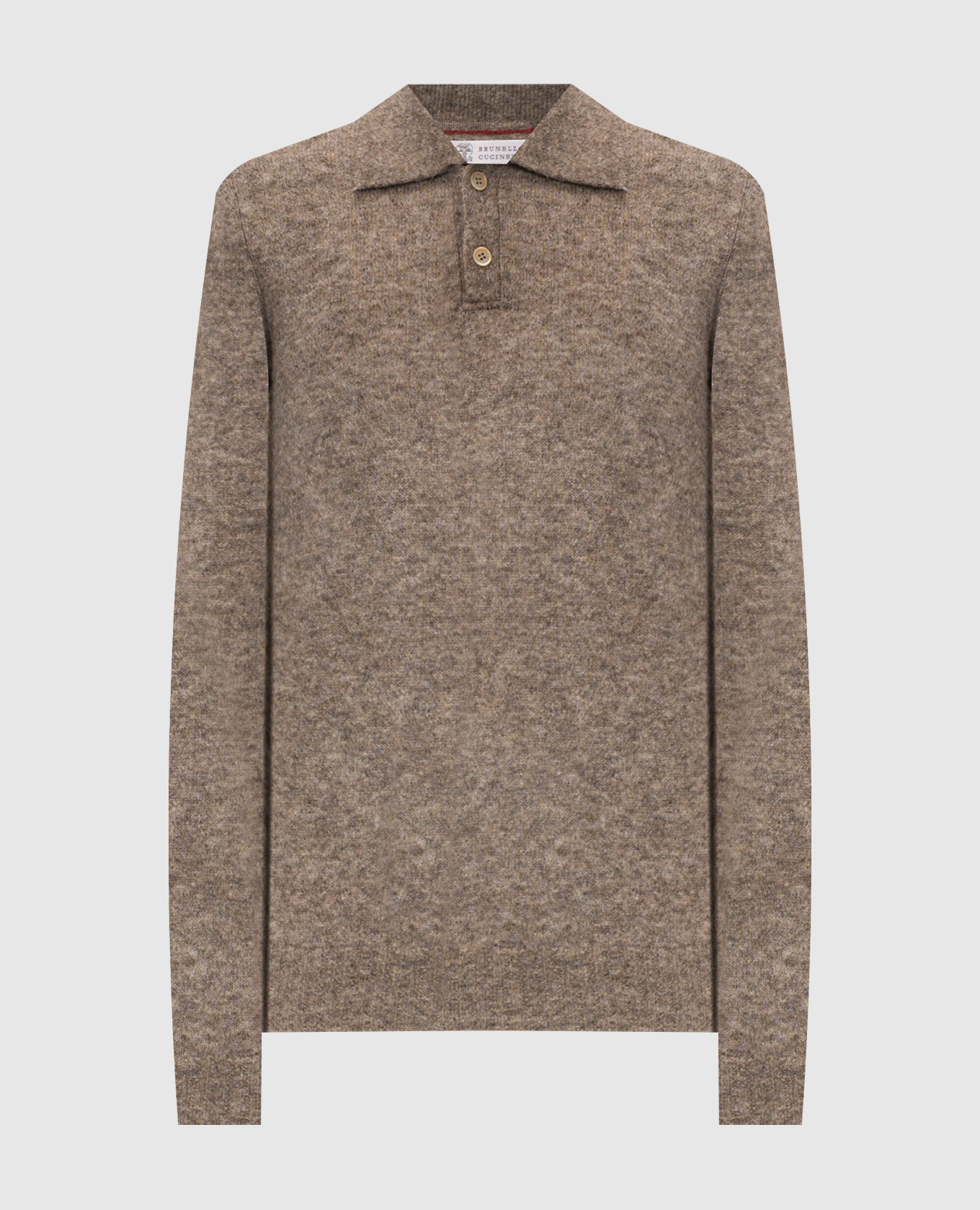 Brown alpaca and cashmere polo shirt