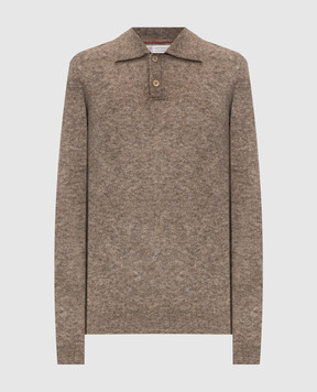 Brunello Cucinelli Brown alpaca and cashmere polo shirt MTF709905