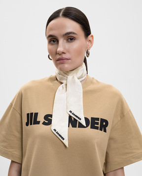Jil Sander Yellow silk twill ribbon in a pattern with a logo J53TF0005J40084