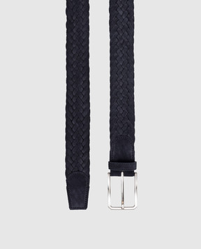Canali Blue suede braided belt KB0044050C
