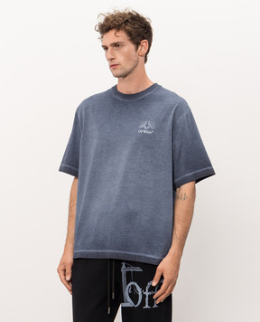 Off-White Blue t-shirt with logo print 44MAA120F26J01F