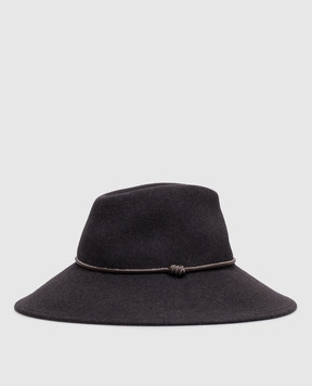 Peserico Dark gray wool hat with monil chain A36223C0CC888