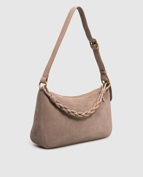 Twinset Beige suede bag with embossed logo 999TD7013