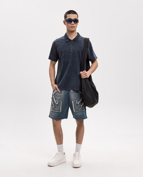 Off-White Blue shorts with logo patch 44MCI013S26D002