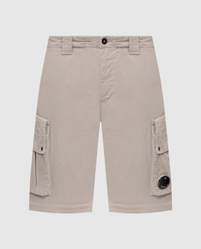 C.P. Company Grey cargo shorts with logo patch MBE245A110340O