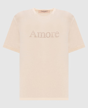 Twinset Beige T-shirt with embroidery 261TP2343