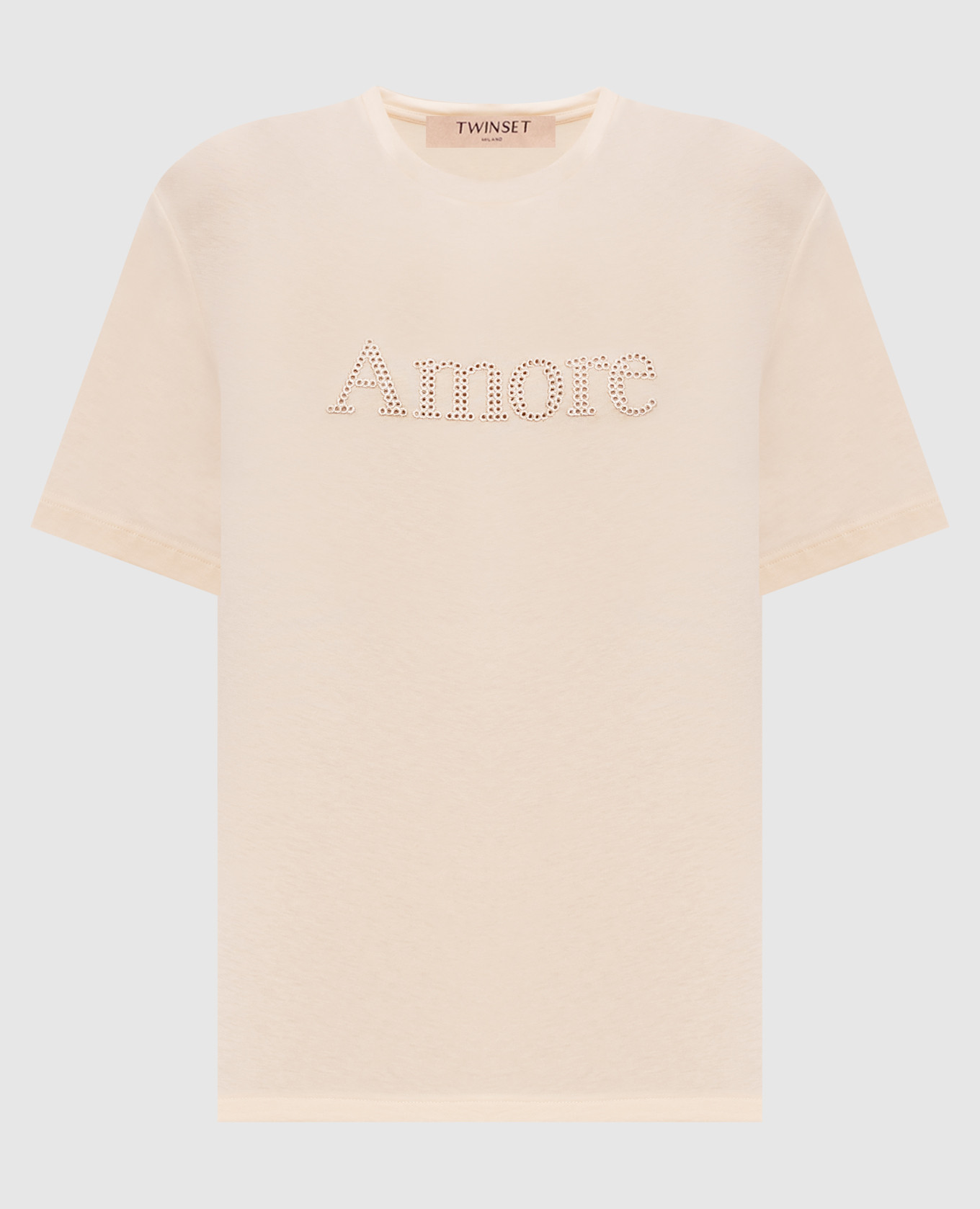 Beige T-shirt with embroidery