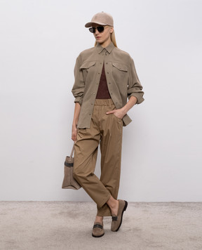 Brunello Cucinelli Brown cashmere top with lurex M9A822200