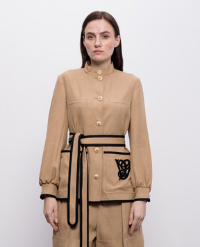 Valentino Brown jacket with linen 8B3CJ3T69EK
