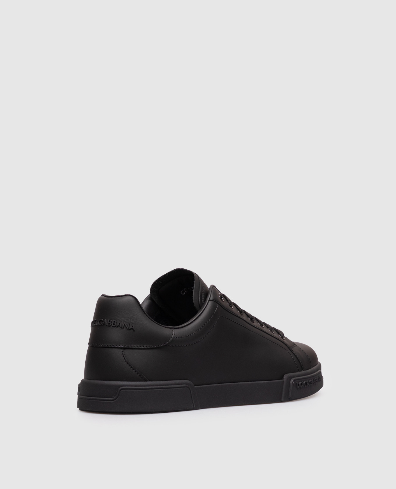 Black leather Portofino Light sneakers with logo Dolce&Gabbana 3