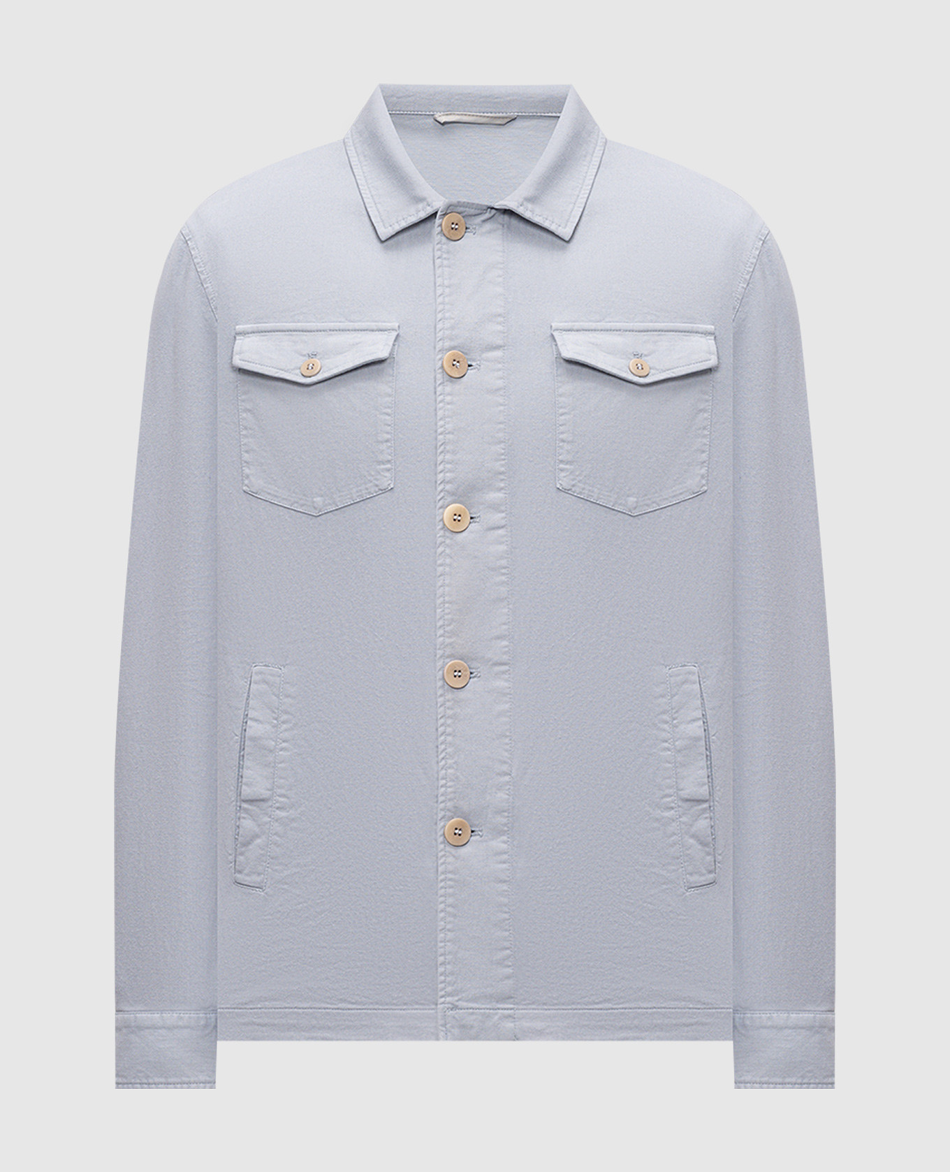 Blue shirt-style linen jacket