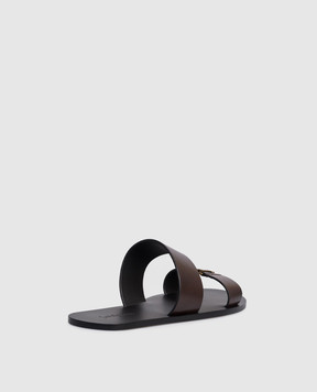 Saint Laurent Brown leather flip-flops BABYLONE 863524DWETT