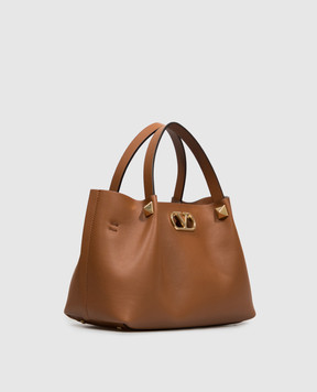 Valentino Brown leather tote bag with VLogo emblem 9W2B0T83WLA
