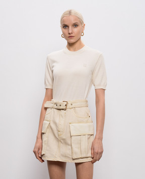 Balmain Beige silk t-shirt GF0ALB30KJ53