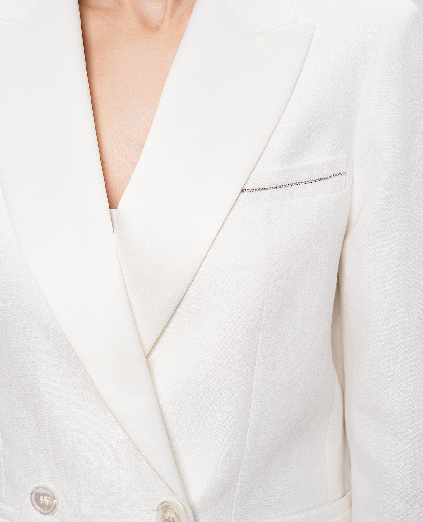 White double-breasted linen jacket with chain Peserico 4