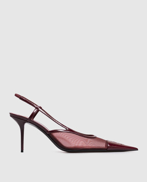 Saint Laurent Burgundy RENÉE slingbacks with Cassandre monogram 869662AAGMC