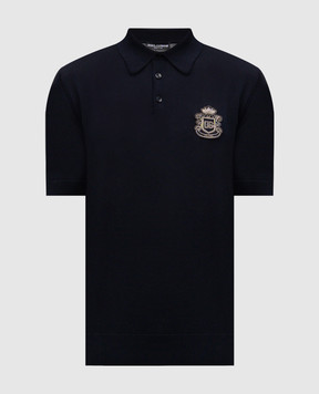 Dolce&Gabbana Blue cotton polo shirt with monogram logo GXZ02ZJBCIU