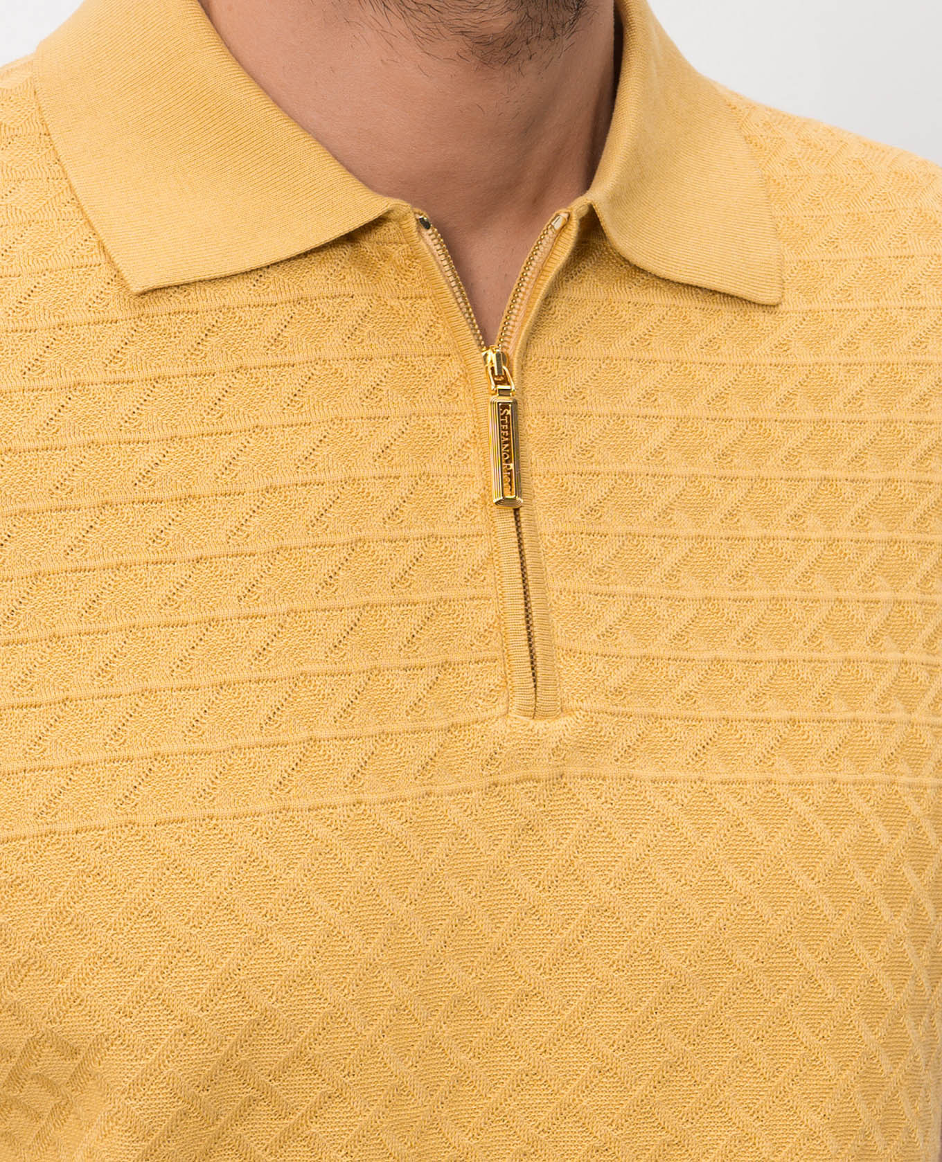 

Orange polo shirt with woven pattern Stefano Ricci