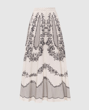 Twinset Ivory printed midi skirt 262TP267E