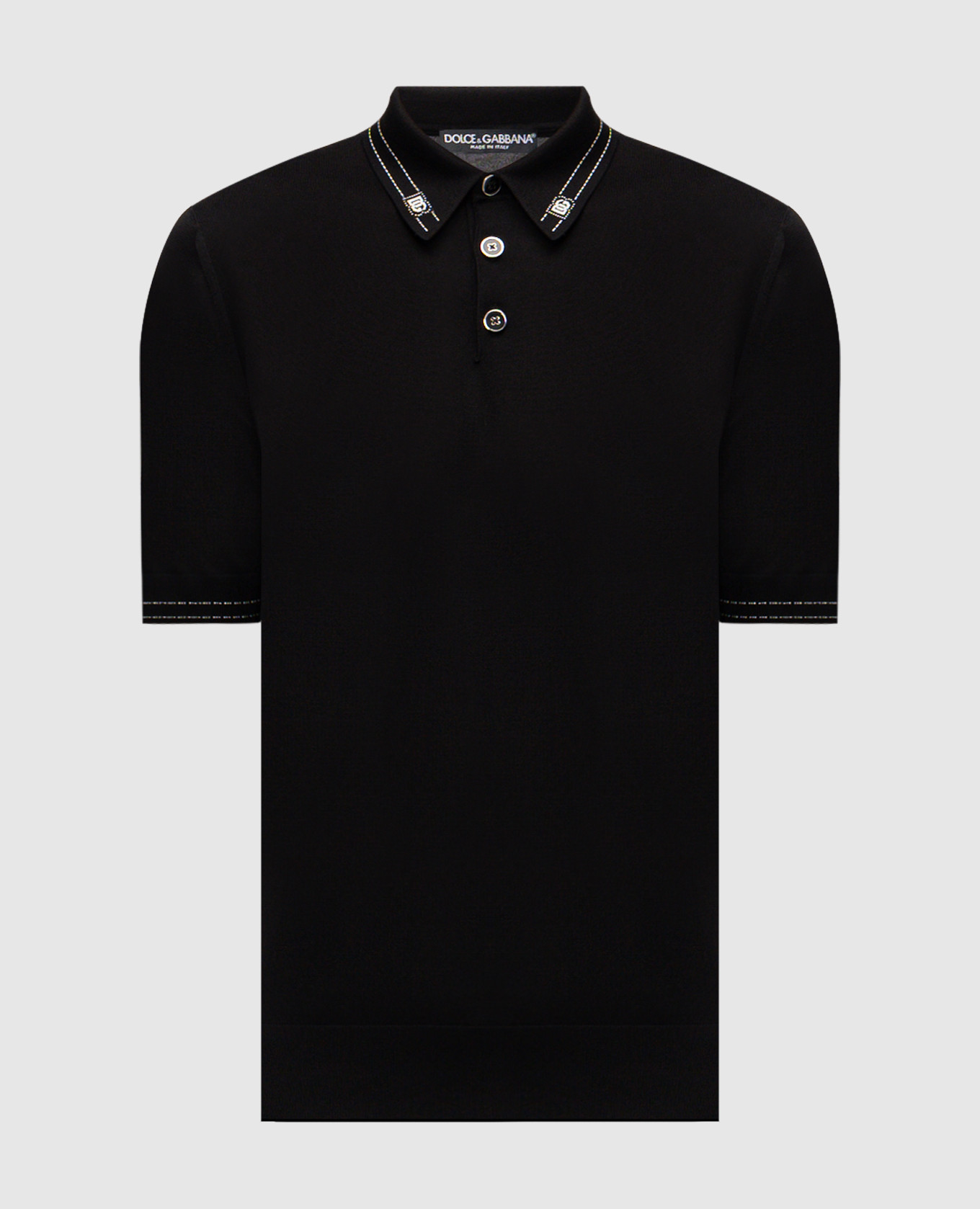 Black silk polo with DG logo monogram
