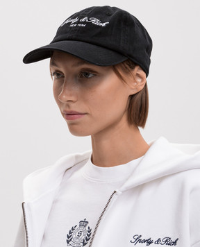 Sporty & Rich Black cap with logo embroidery AC04071329BA02