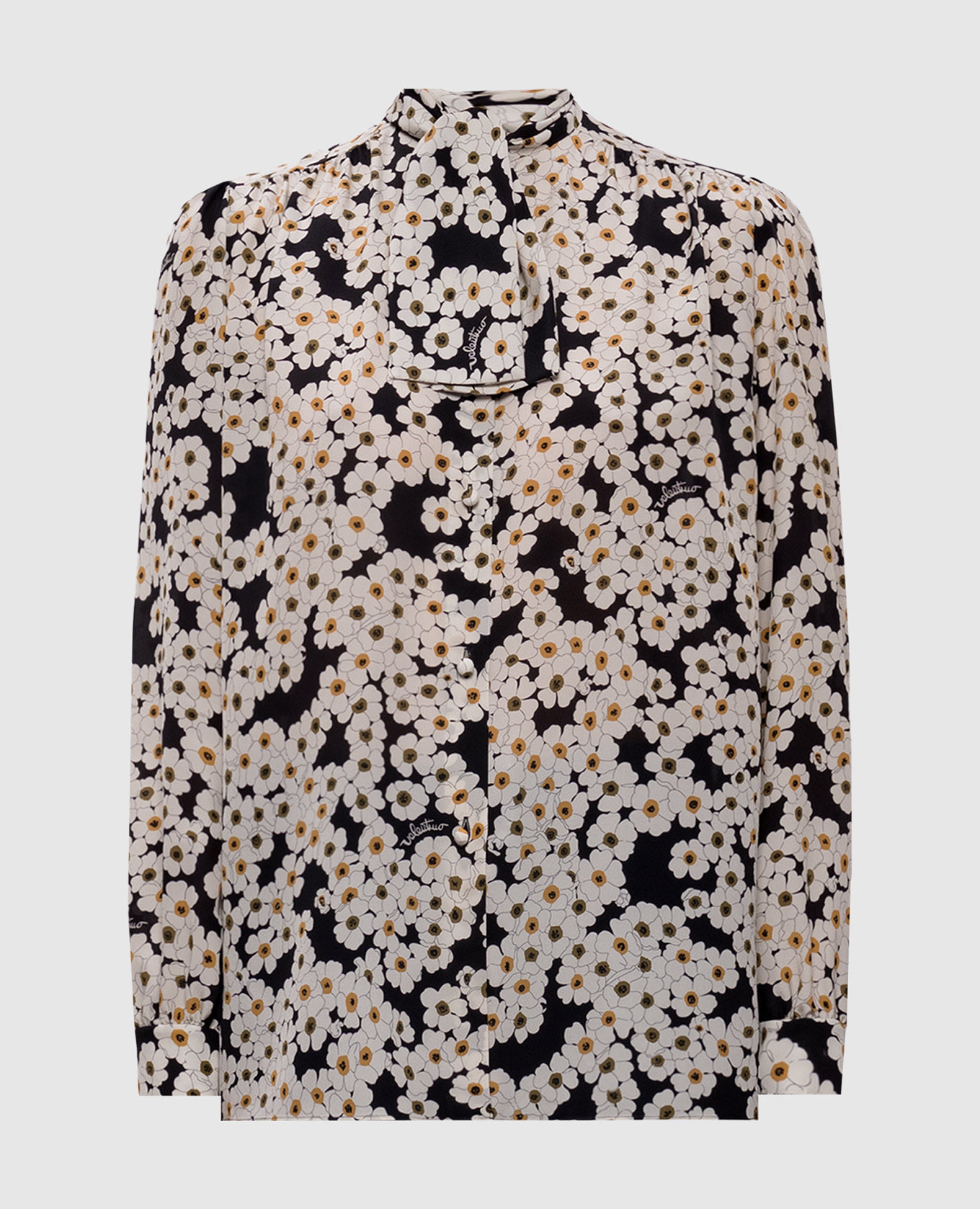 

Black silk blouse with floral print Valentino
