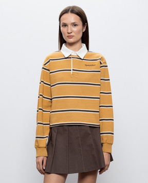 Sporty & Rich Blondie brown striped long-sleeve polo shirt TO00883326BE37